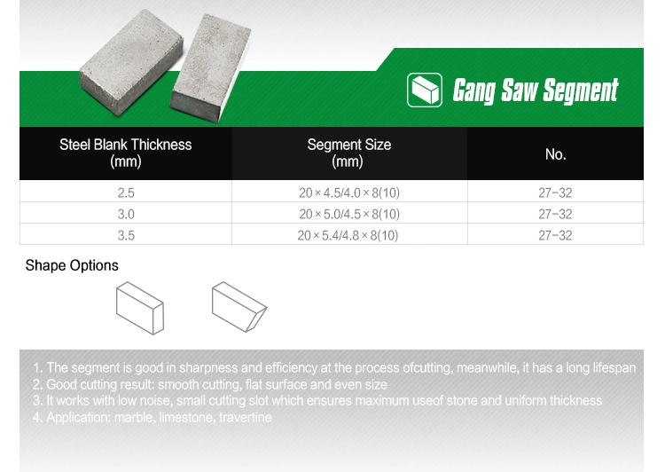 coupage par blocs Diamond Segments de 1200mm pour la lame de marbre de segment 1