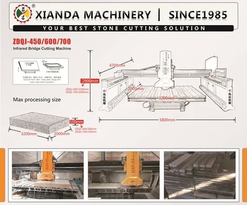 Machine de découpe de pierre, machine de découpe à pont, machine de découpe à pont infrarouge Zdqj-450/600/800