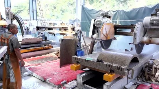 Machine de découpe automatique de chants de pierre à deux tranches et haute précision pour l'ébarbage de dalles de colonnes