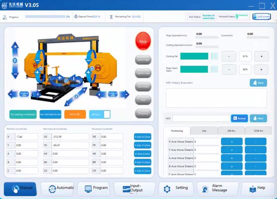 Machine de découpe de pierre à sciage à fil de diamant CNC intelligente avec quatre roulements à fuseau, lien à haute stabilité, moteur à haute sécurité pour le granit