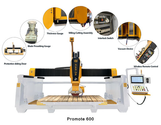 Machine de découpe pont automatique 5 axes avec système DDX pour le traitement de la pierre et taille maximale de 3200x2000mm