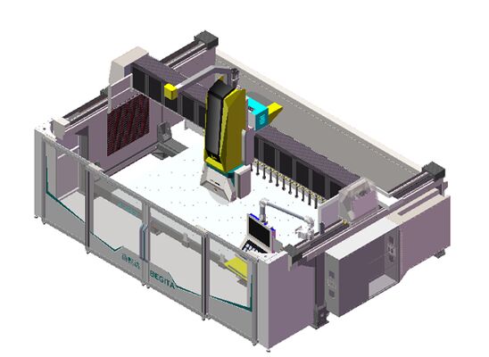 Routeur CNC 5 axes avec 20 kW BT40 Fuseau Vrai contrôle simultané 5 axes et conception de table hybride pour la coupe de pierre de précision